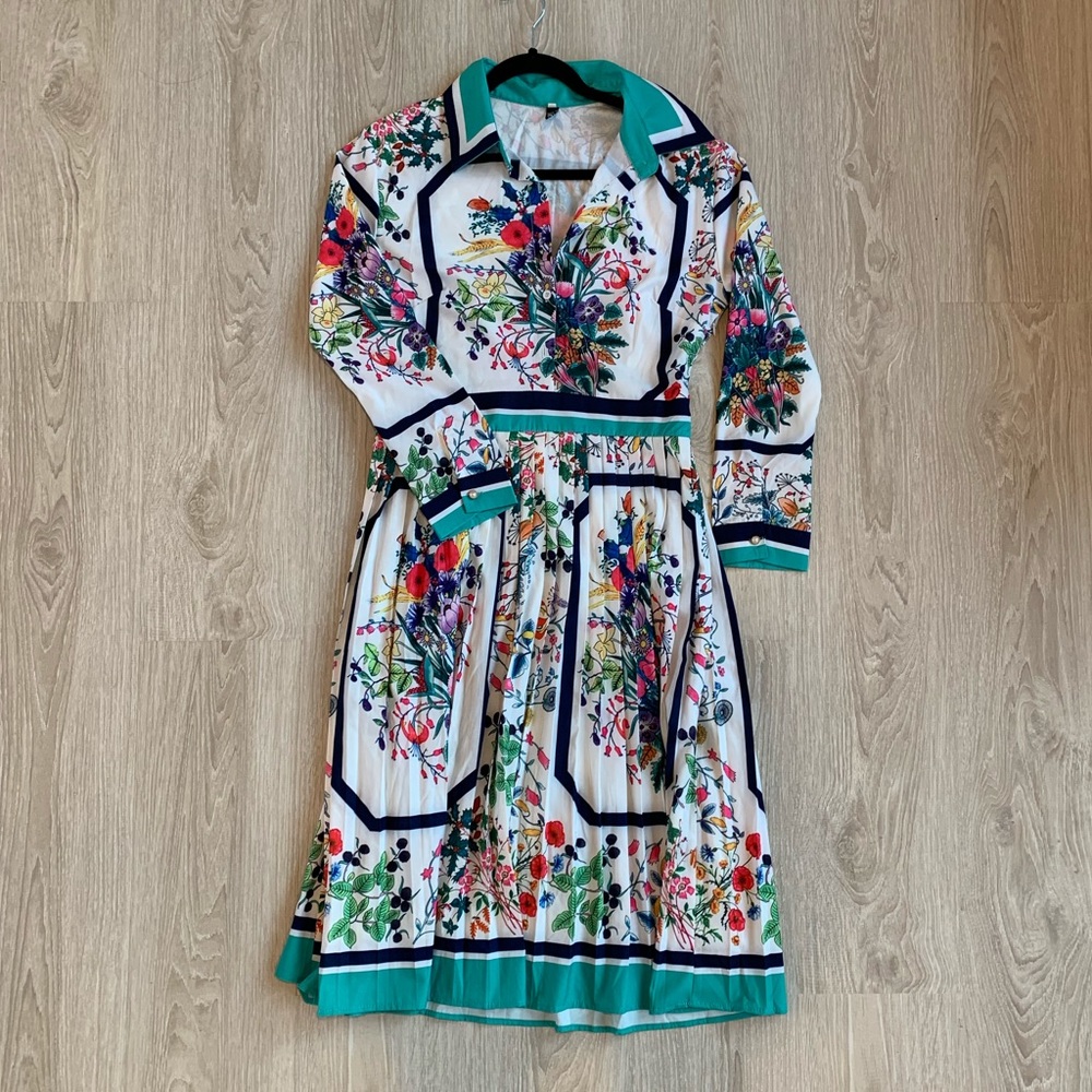 Long-sleeve Floral Dress
